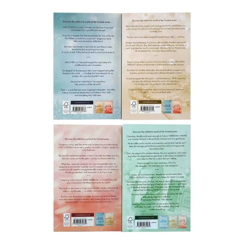 4 冊/セット Twisted シリーズ by Ana Huang Books 愛/ゲーム/憎しみ/嘘 ペーパーバック 英語小説本