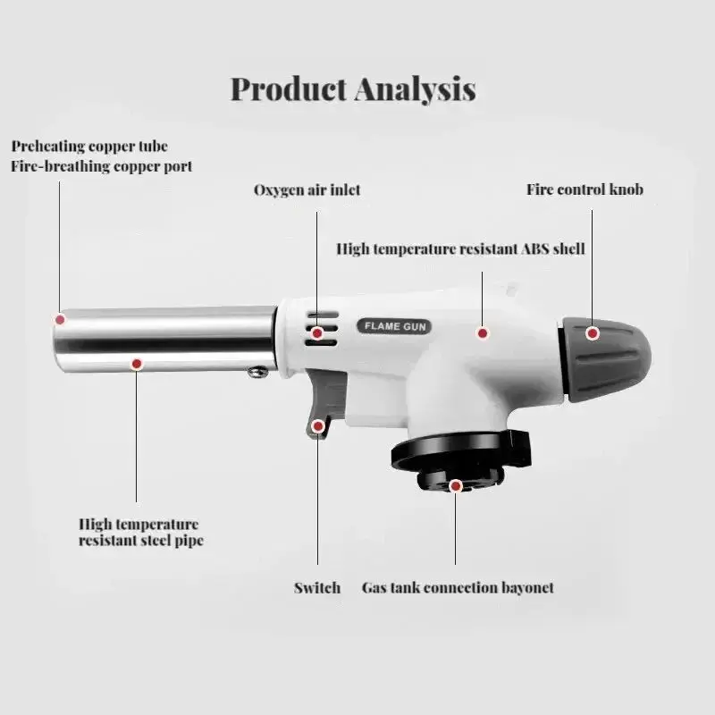 Outdoor Camping Gas Burner Gas Torch Flame Gun Welding Torch Cooking Flame Gun Blow for BBQ Camping Cooking