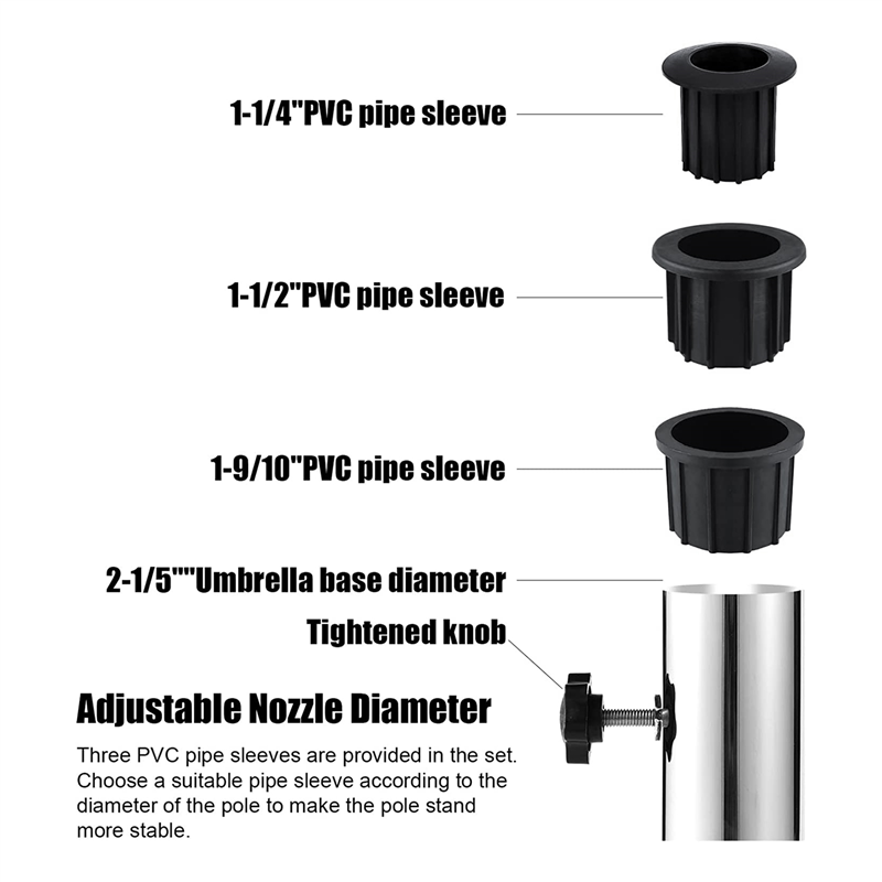 A04I Umbrella Pole Mount Stand Tube Set, Outdoor Parasol Base Holder Insert Pipe Sleeve, for Outside Garden Backyard Balcony