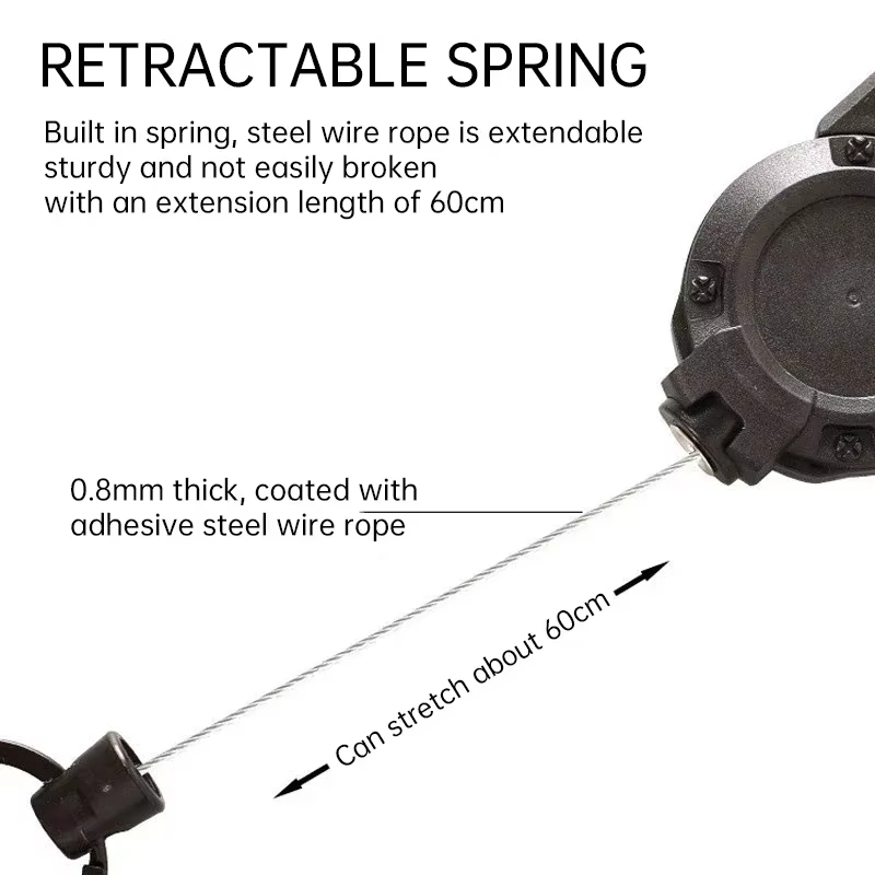야외 개폐식 키 체인, 도난 방지 금속 버클 로프, 쉽게 당길 수 있는 탄성 키 체인, 스포티 개폐식 키 링, 2 개