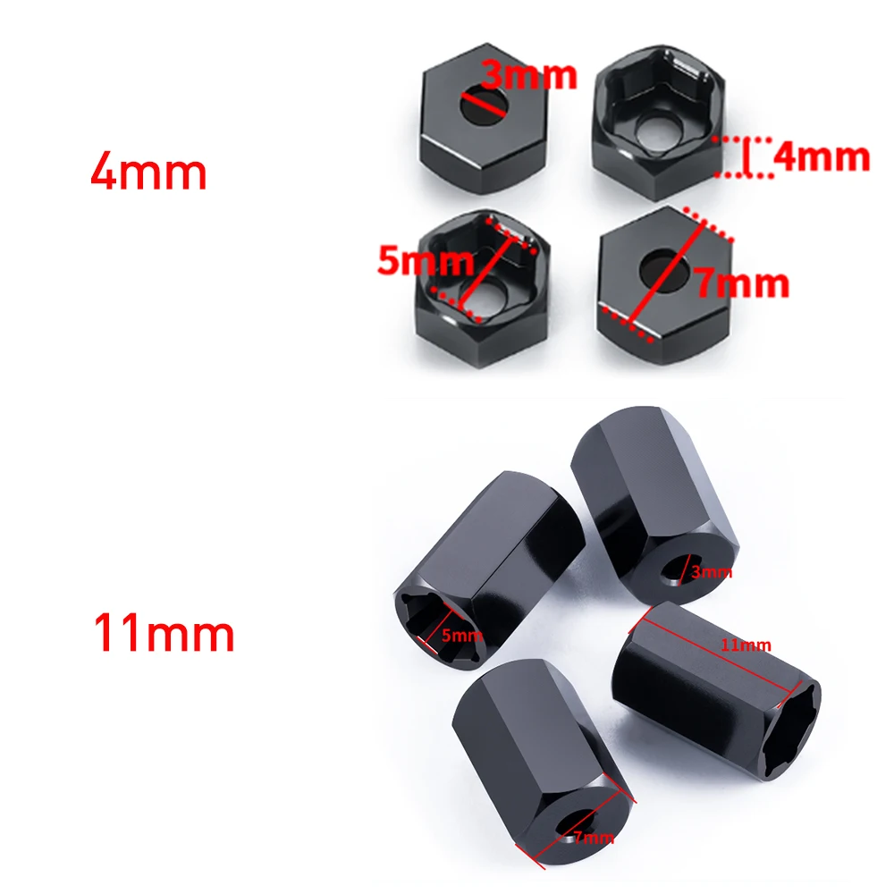 YEAHRUN Aluminum Alloy 5mm to 7mm Hex Wheel Hub Adapter Conversion for WPL D12 1/10 SCX24 Wheels on WPL