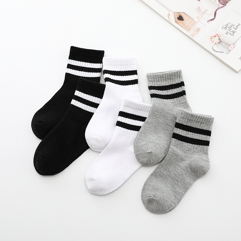 5 par/lote calcetines escolares de algodón suave y transpirable de Color puro para niños y niñas calcetines deportivos informales grises, negros y blancos para niños