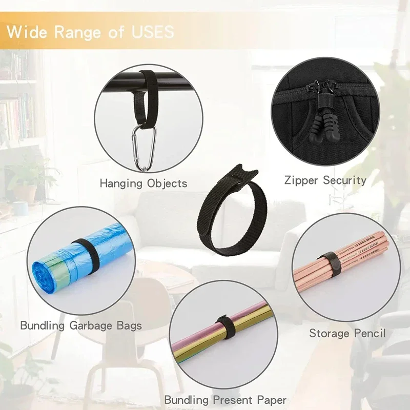 100 pz Rilasciabile Organizzatore di Cavi Fascette Mouse Auricolari Gestione dei Cavi Fascette in Nylon Riutilizzabili Loop Hoop Cinghie di Nastro Cravatta