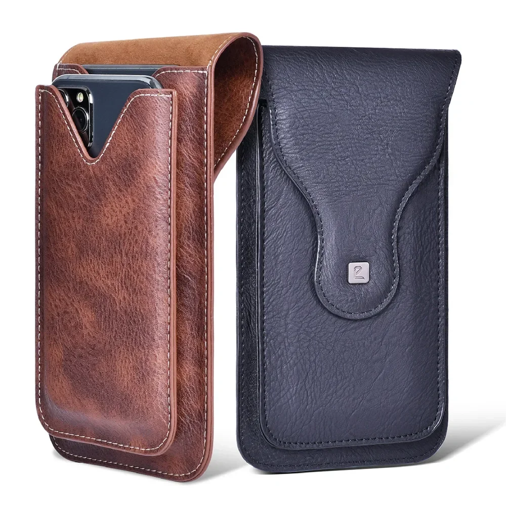 Capa vintage para celular, bolsa de cintura masculina de couro pu com clipe de gancho, coldre para viagem, caminhadas, cinto celular