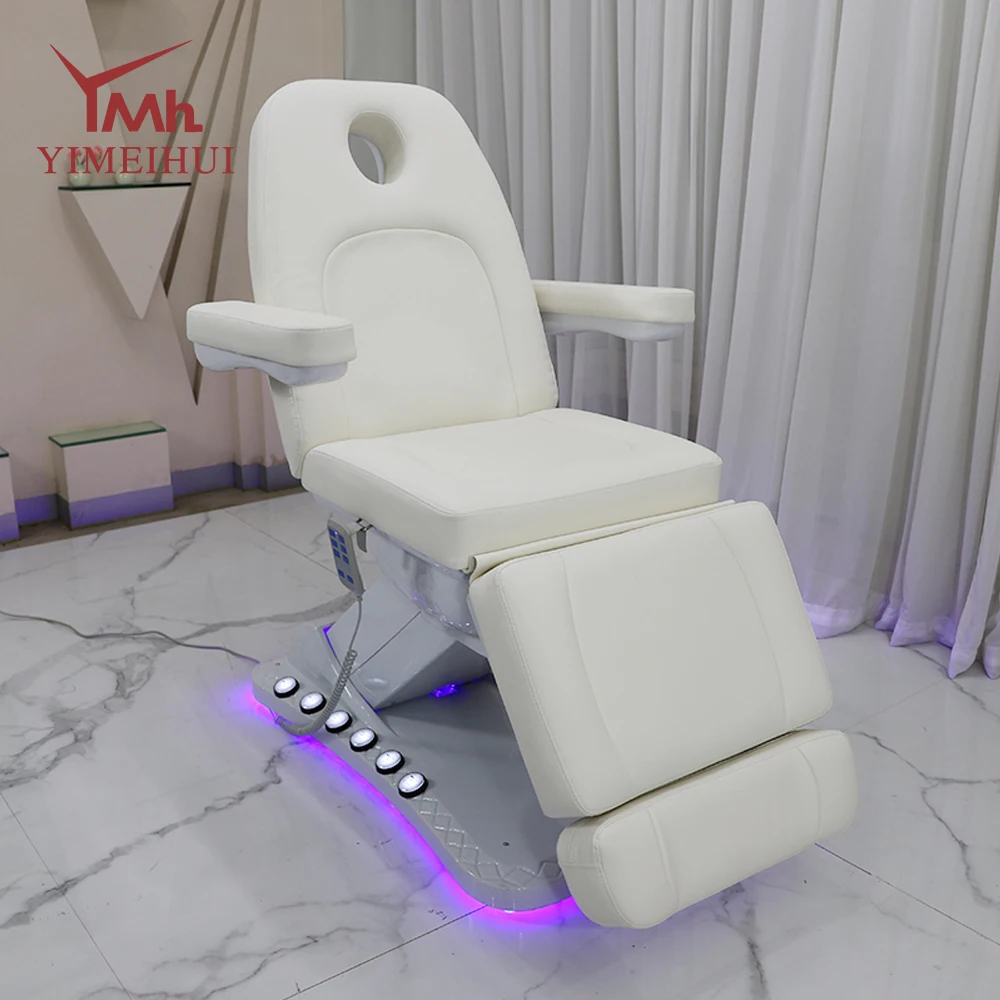 Multi-função confortável cadeira de cama de beleza ajustável branco 3 motor elétrico salão de beleza conjunto para clínica beleza
