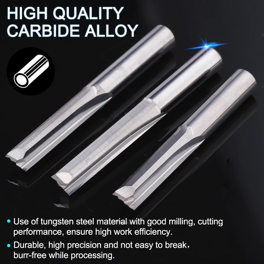 XCAN 1 4Mm/6Mm Vỏ 2 Sáo Thẳng Cấp Cối Xay Carbide CNC Router Bit Khắc Bit thẳng Khe Cắm Dao Phay Gỗ