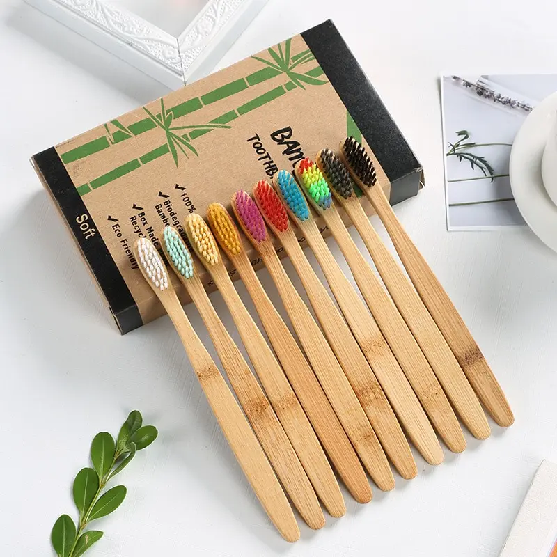 Cross Border Enkele Bamboe Tandenborstel Set Natuurlijke Bamboe Tandenborstel Tablet Set Tien Pack Bamboe Producten Tandenborstel