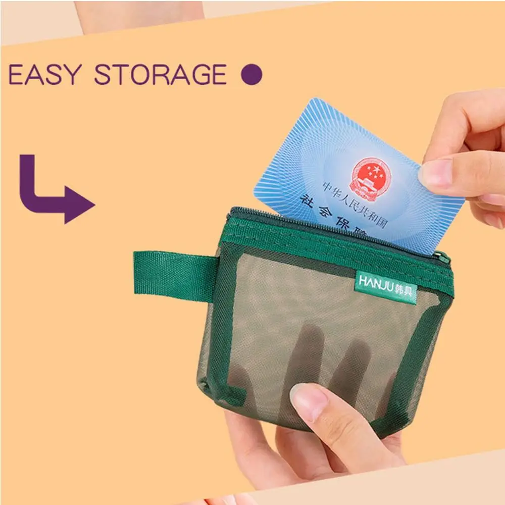 Change Storage Bag Clear Mesh Bag Small Item Bag Coin Money Bags Retro Color Card Bag Lipstick Cosmetic Bag Solid Color
