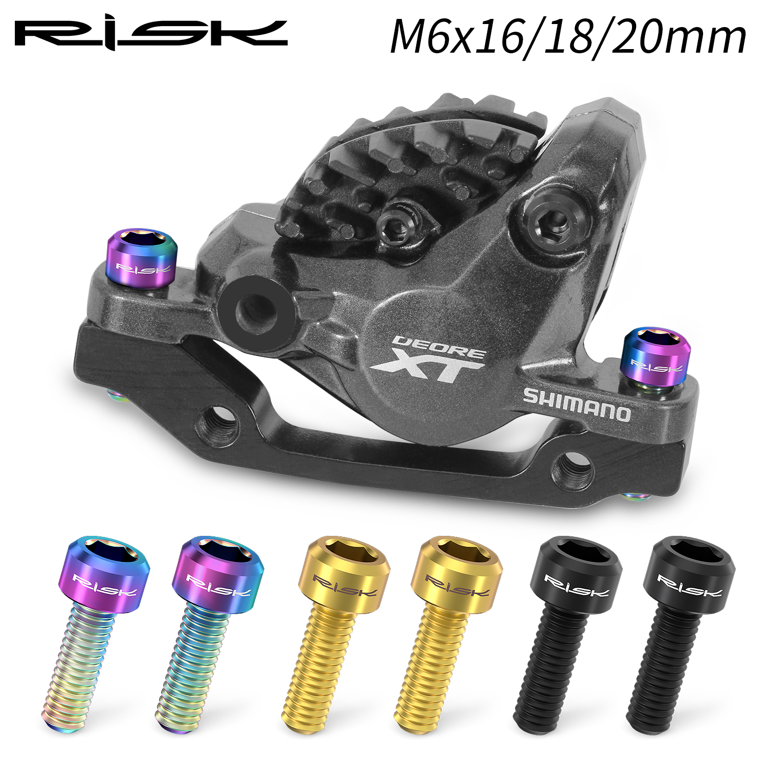 RISK 4 шт. M6x16/18/20 мм велосипедные дисковые тормозные фиксированные болты с шайбой титановый зажим тормозного суппорта для горного велосипеда