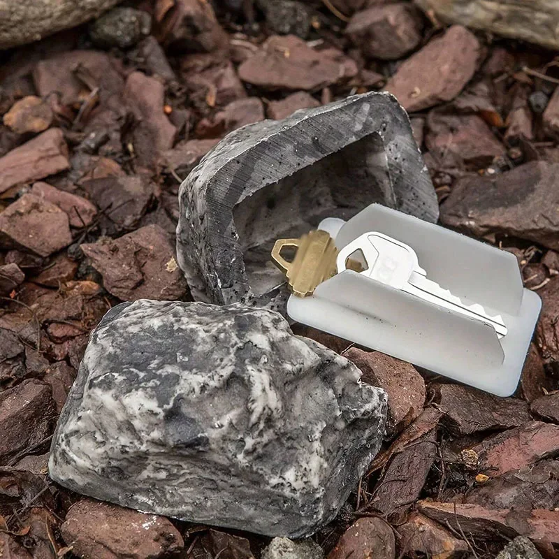 Pedra segura para uso ao ar livre, porta escondida chave caixa simulação, pedra pequena ornamentos