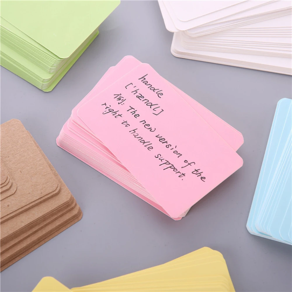 100Pcs/box Kraft Paper Card Color Blank Business Card Message Thank You Card Writing Card Label Bookmark Learning Card Supplies