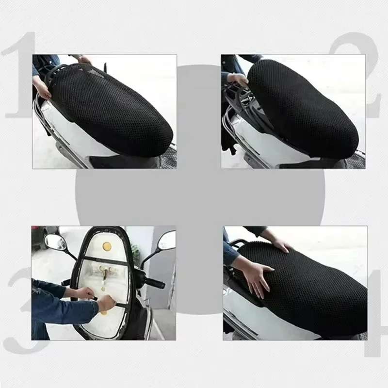 통기성 여름 쿨 3D 메쉬 오토바이 모페드 오토바이 스쿠터 시트 커버 쿠션, 미끄럼 방지 커버 그리드 보호 패드, 1 개