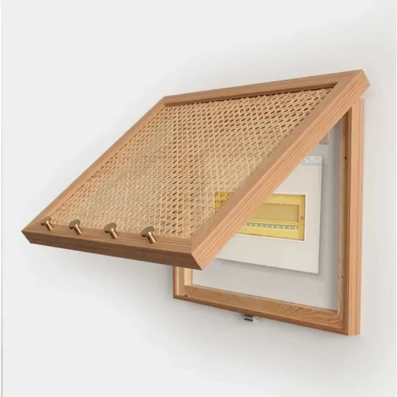 Rattan Stromzähler Box Flip Design Wandaufkleber Kleiderhaken Netzschalter Abdeckung Heimdekoration