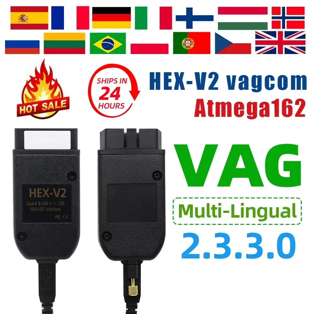 Interfejs VCDS VAGCOM VCDSCAN HEX V2 Update 23.3.3 z 2025 roku do diagnostyki samochodów VW, AUDI, Skoda, Seat, wielojęzyczne narzędzia diagnostyczne.