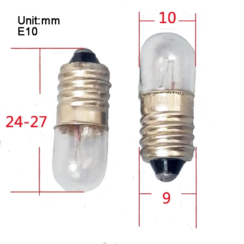 10 Chiếc E10 B9 6.3V 12V 24V 30V 36V Bóng Đèn Mini Cho Máy Indicateor Ánh Sáng