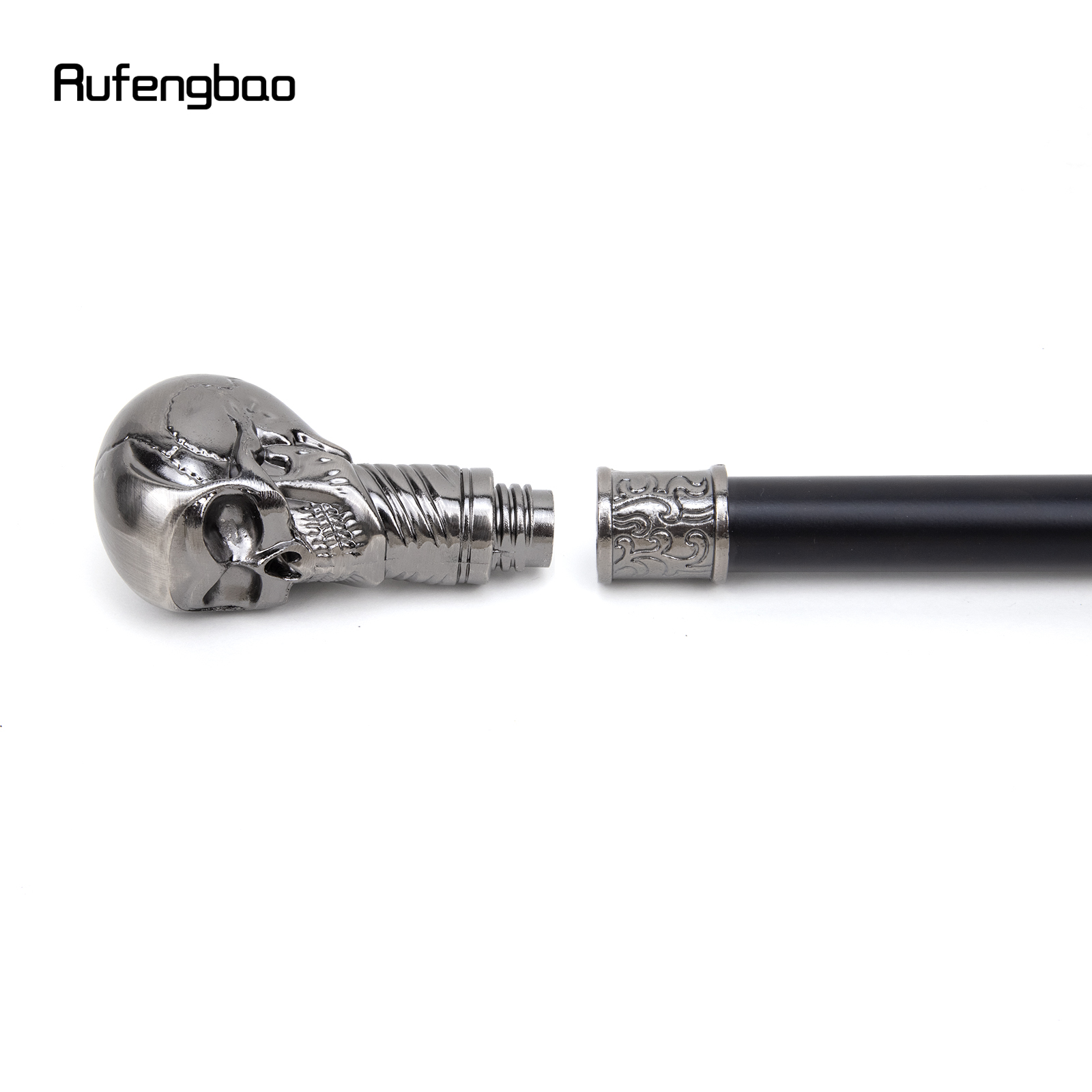 Cabeça de crânio steampunk luxo única articulação bengala com placa escondida auto defesa cana cosplay crosier vara 93cm