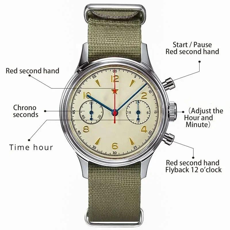 Relógios masculinos 1963 piloto relógio automático 42mm à prova dwaterproof água retro quartzo cronógrafo vestido vintage relógio