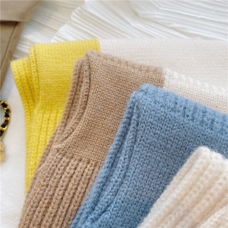 Korte kruissjaal voor meisjes, herfst en winter, gebreid, bijpassend slabbetje met nek, effen kleur, bijpassende warme wintersjaal. Mode allemaal