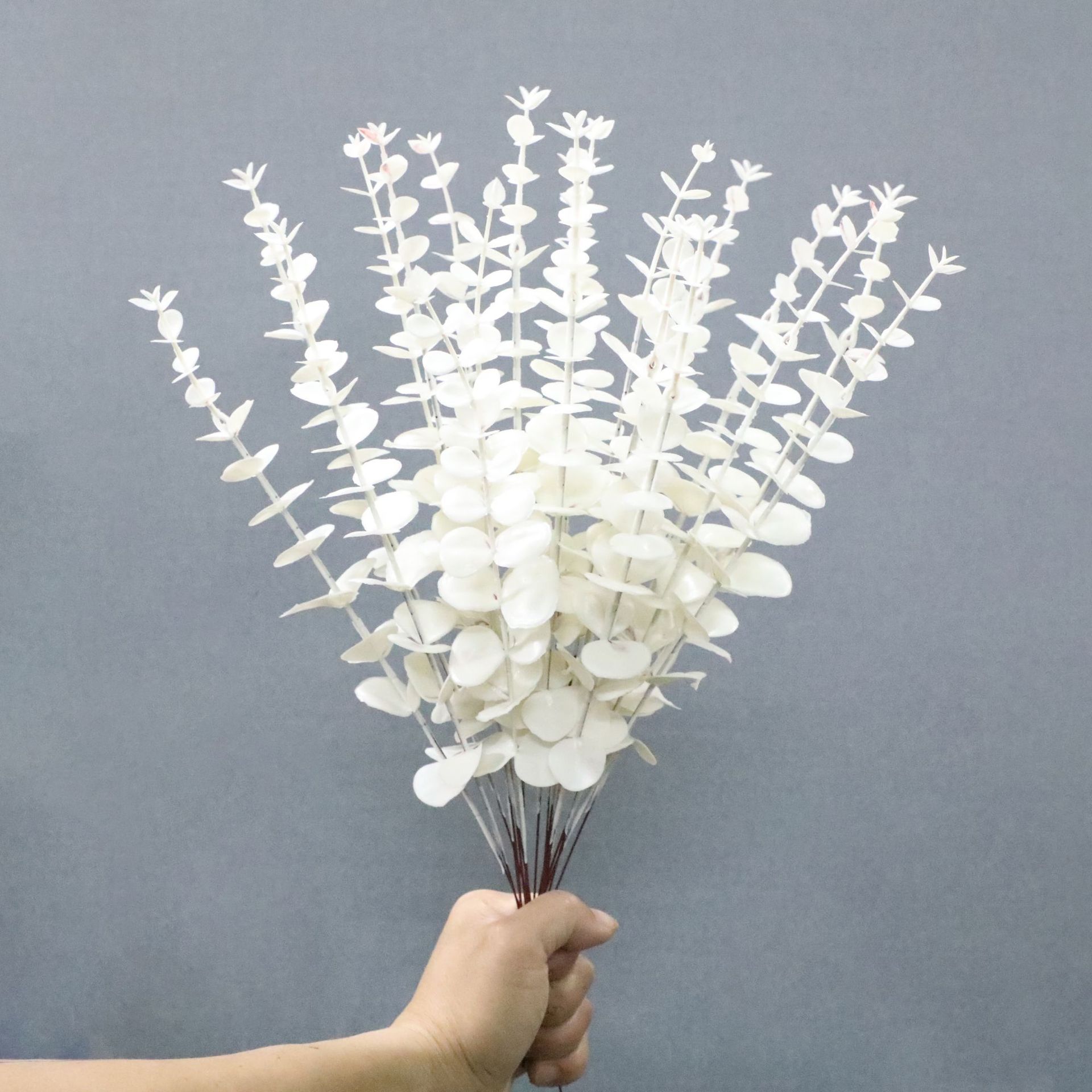 Simulação de flor artificial ouro eucalipto extra grande flor seca flor de plástico casa prop decoração de planta verde