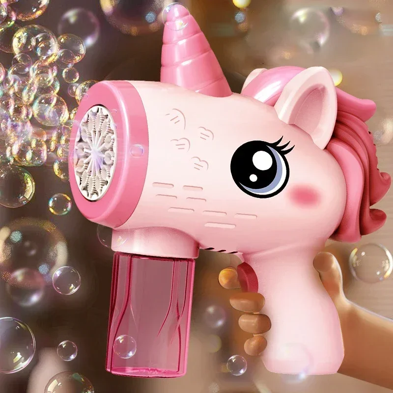 Machine à bulles licorne, souffleur de savon automatique, jouet électrique, pistolet à bulles, jeux de fête en plein air