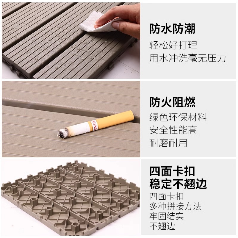 Telas de convés compostas de plástico de madeira, telhas de deck interligadas WPC, pavers impermeáveis para pisos externos