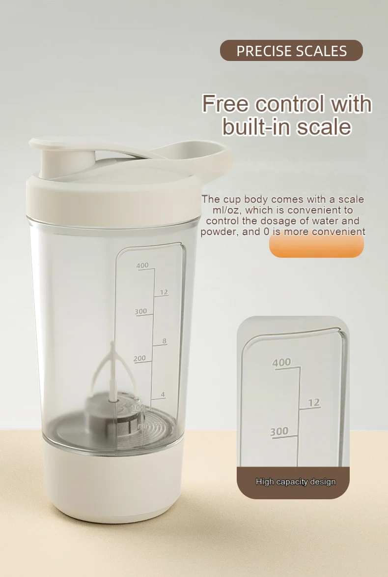 Botella coctelera de proteínas eléctrica USB, taza de licuadora recargable portátil de 1200mAh, tazas mezcladas multiusos de 450ml para entrenamiento físico
