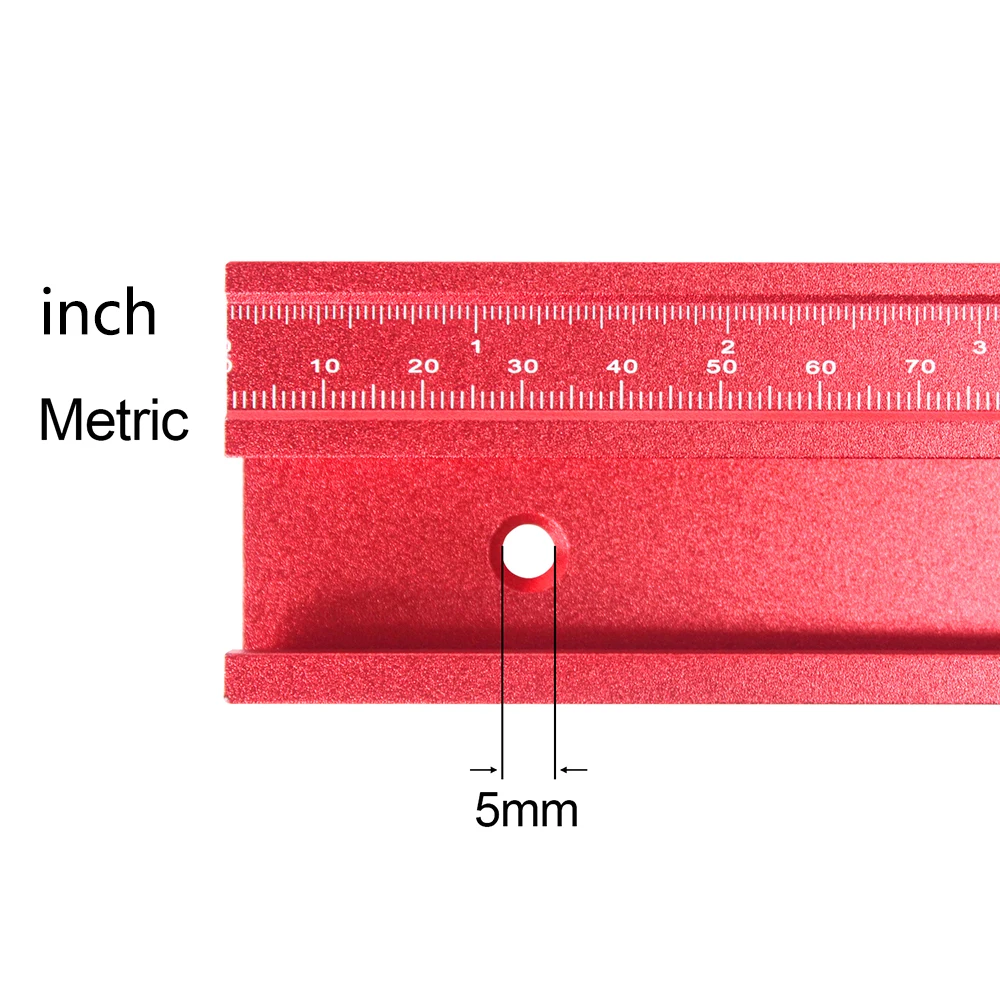 1Pc T-Track 45 Chute with mm/inch Scale Alloy Red T-tracks Slot Miter Track 40cm 60cm Woodworking Saw Table Workbench DIY Tools