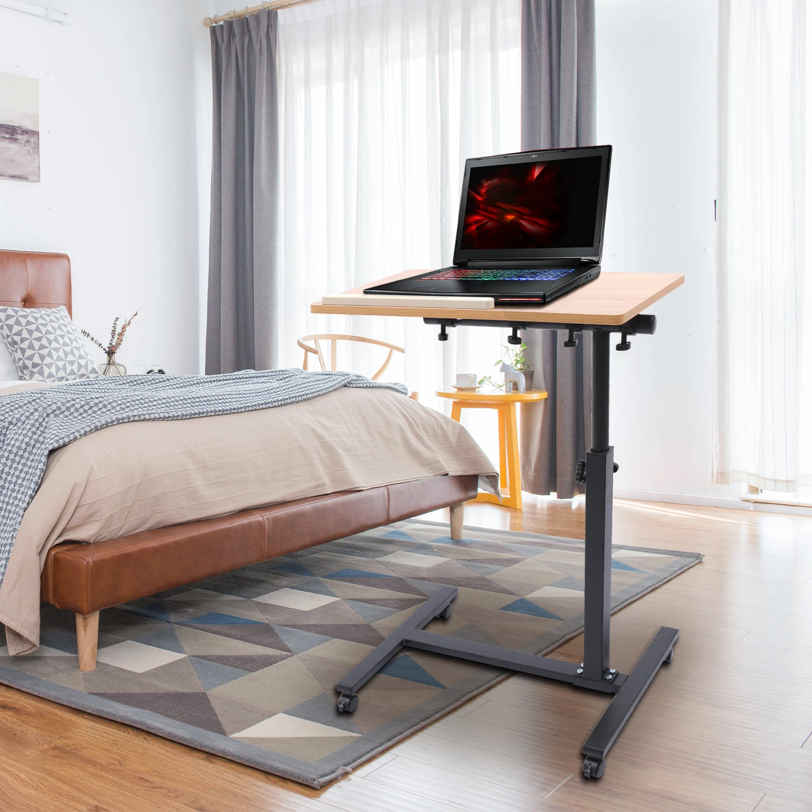 Adjustable Height Laptop Desk High Quality Angle Rolling Cart Table Stand For Home Bedroom