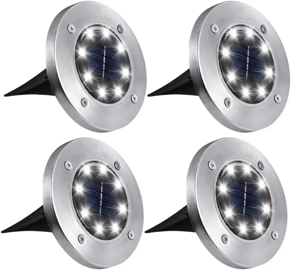 4 Uds 8LED luz de disco de energía Solar jardín al aire libre luz Solar subterránea cubierta luz foco enterrado lámpara Led Solar