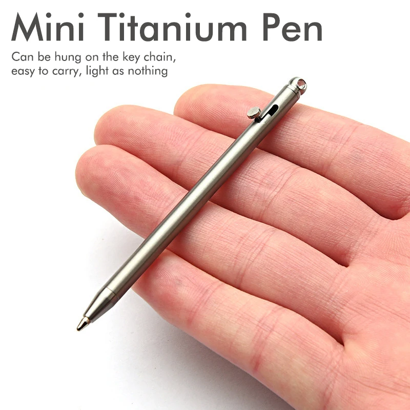 Mini-Kugelschreiber aus reinem Titan, tragbarer Schlüsselanhänger-Stift, tragbar, für Reisen, Metall-Kugelschreiber, Unterzeichnung, Party-Geschenke für Gäste