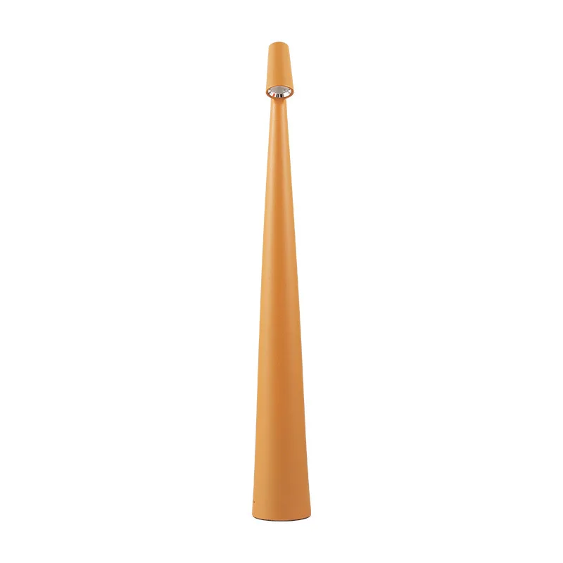 Minimal Cordless LED Light Rechargeable Tricolored Desk Lamp Elegant Slim Conical Stem Unique Portable Dimmable Reading Lamp