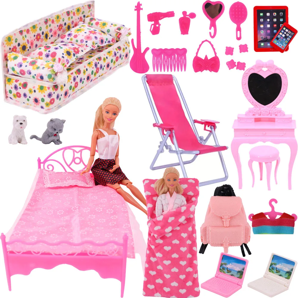 Möbel für Barbiees Puppenkleidung Zubehör Bettspiegel 1/6 Puppenhaus Dekoration Bjd Puppenzubehör, Lebensmittelhelm für Barbies