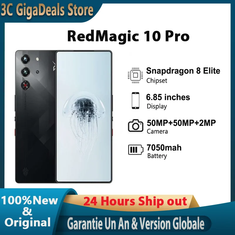 Globale Version RedMagic 10 Pro 5G Gaming-Telefon 6,85 Zoll Snapdragon 8 Elite 7050 mAh 100 W Ladung 50 MP NFC-SmartPhone