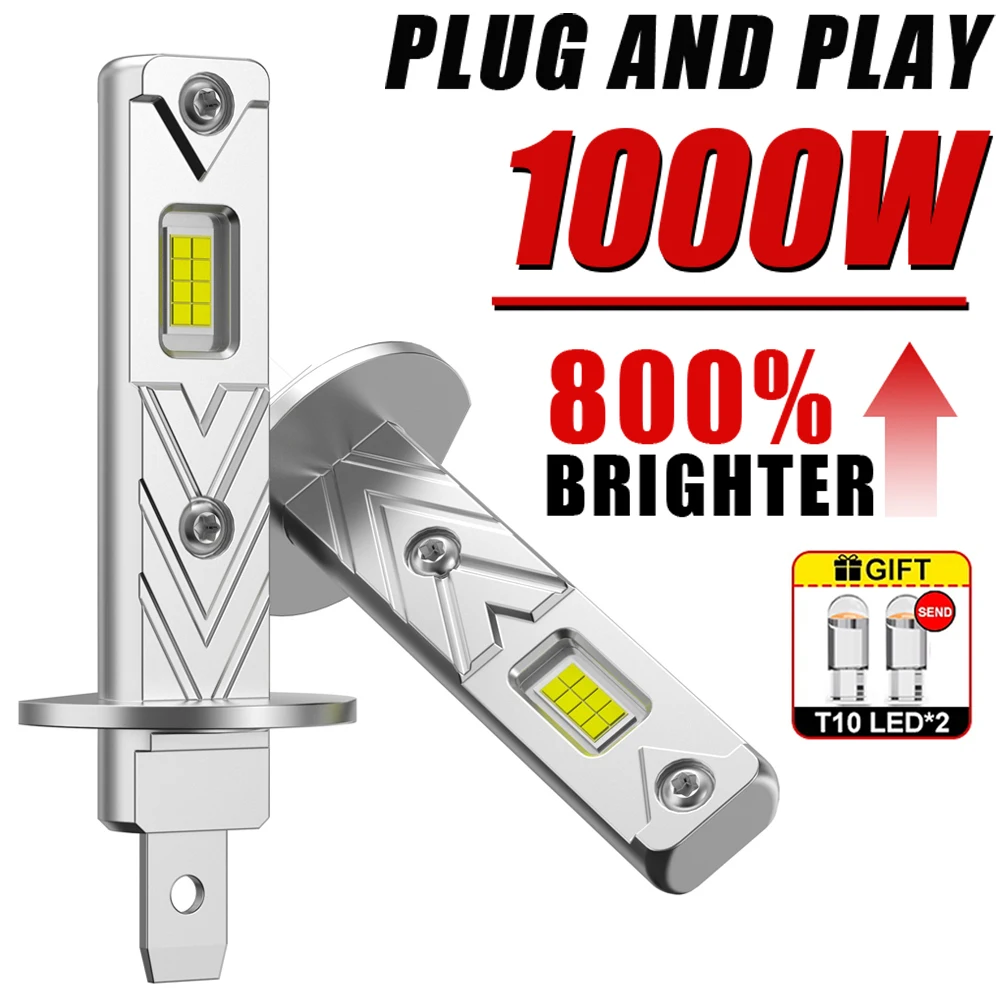 Новые светодиодные лампы для фар H1 CANBUS Lights Мини-лампа 1:1 7535 CSP Беспроводная противотуманная фара Безвентиляторный автомобильный светодиод Plug & Play 6000K 12V