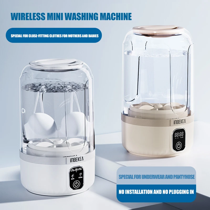 2025 mini máquina de lavar digital sem fio, recarregável portátil inteligente pequena roupa interior e meia copo de lavagem específico 1.5l