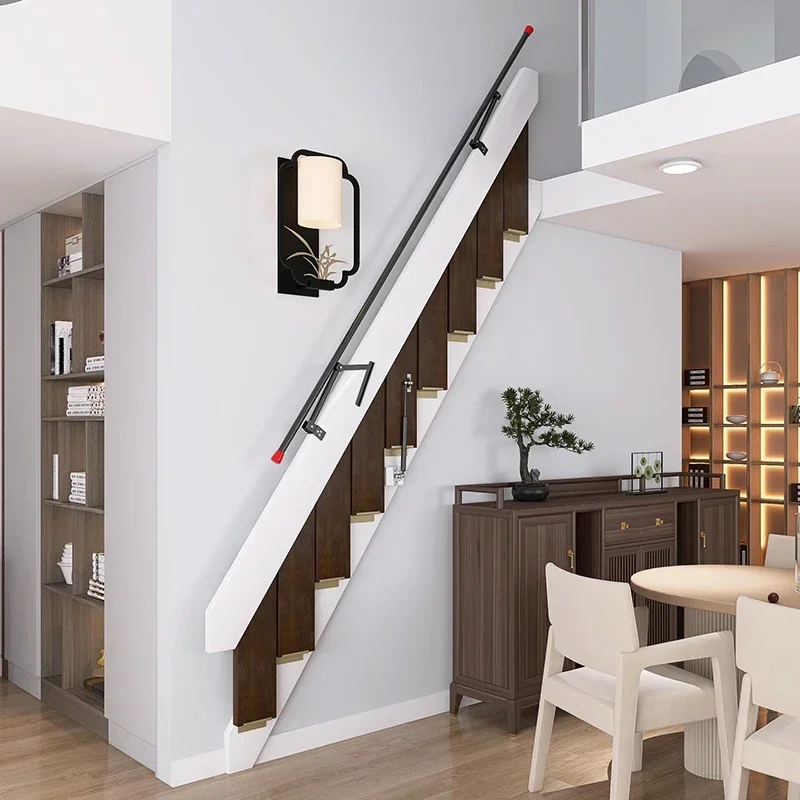 Escaleras plegables de madera maciza para el hogar, escalera telescópica invisible montada en la pared retráctil para interiores, apartamento individual
