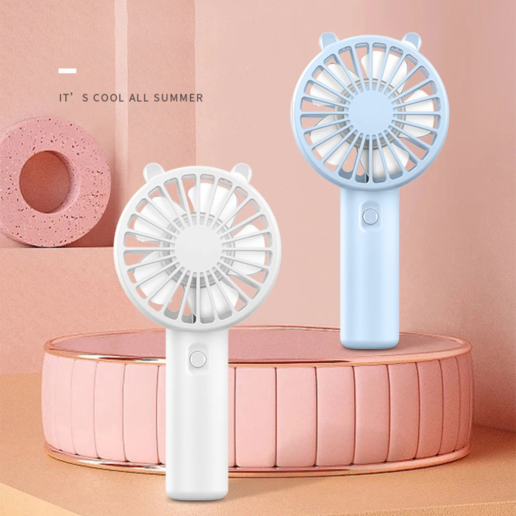 Ventilador de mano portátil USB recargable ventiladores escritorio con Base pequeño maquillaje refrigerador de pestañas mujeres niñas oficina al aire libre blanco
