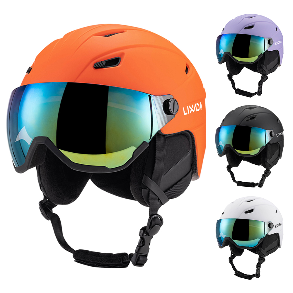 LIXADA Integrierter Skihelm für Herren und Damen, Snowboardhelm mit abnehmbarer Visierbrille, Snowboardbekleidung für Herren und Damen