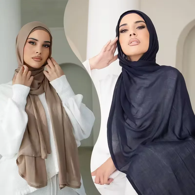 Conjunto hijab de viscose combinando cor boné liso algodão modal muçulmano feminino cachecol macio xale rayon pontos duplos borda cachecol hijab