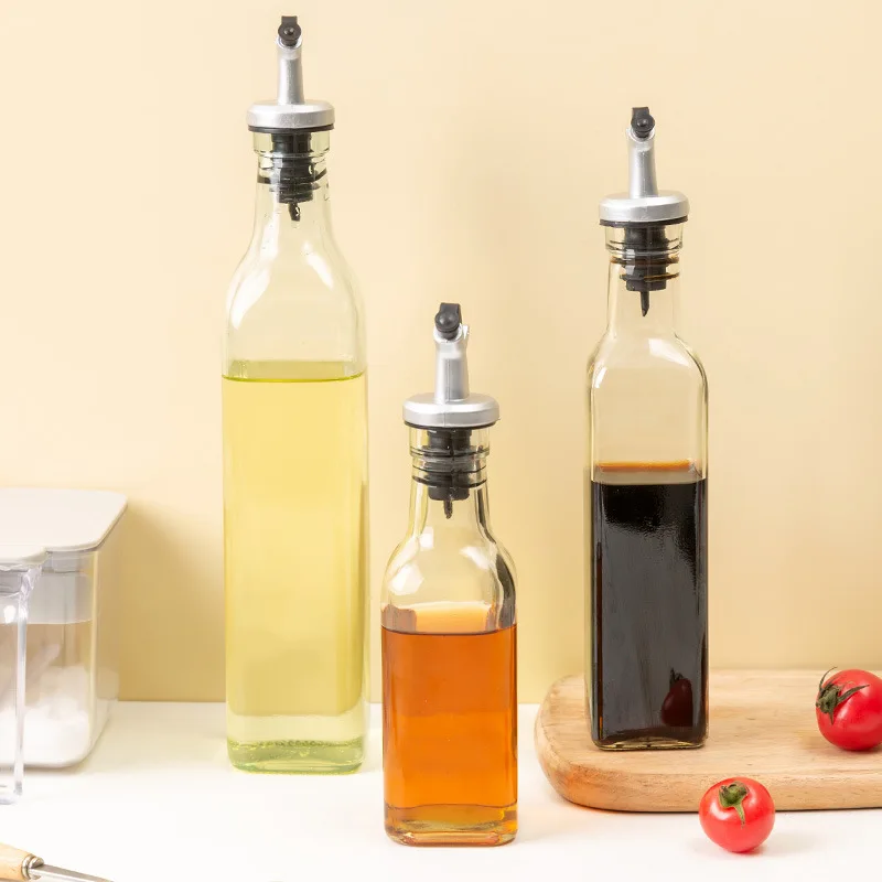 150/250/500ML Transparent Plastic OliveOil Bottle Leakproof Kitchen Seasoning Soy Sauce Vinegar Press Type Cruet Barbecue Bottle