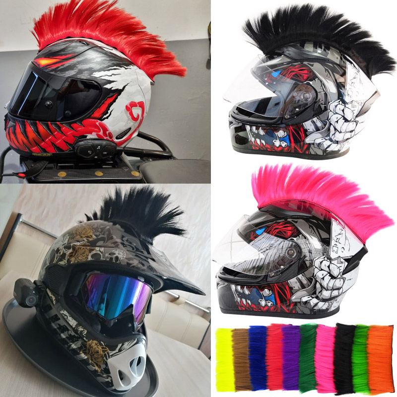 Personalidad creativa, decoración para casco eléctrico de motocicleta, peluca Mohawk, accesorios para casco de motocicleta, pegatinas, estilo de Cosplay