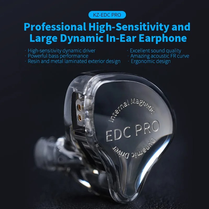 Novo kz edcpro hifi melhor fone de ouvido intra-auricular com fio de alta sensibilidade, drivers de alta dinâmica, fone de ouvido esportivo com cabo de áudio removível