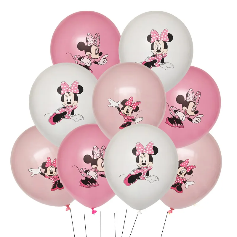 10 Uds. Globos de látex de Minnie Mouse de 12 pulgadas suministros para fiestas globos de fiesta de Minnie rosa para decoración de fiesta de cumpleaños y boda