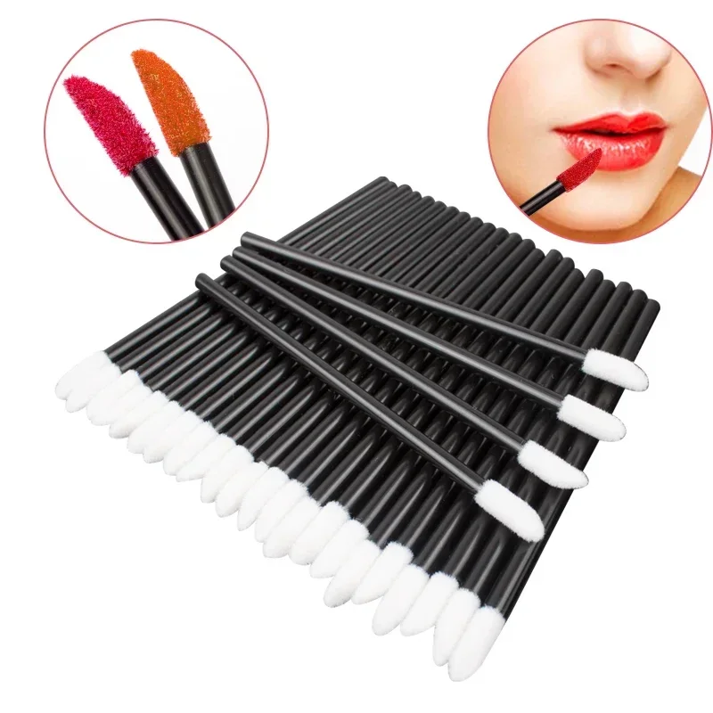 50/100PCS ขายส่งผู้หญิงอุปกรณ์เสริมลิปสติก Hotting แต่งหน้า Disposable Lip Brush GLOSS Wands Applicator Perfect Best Make Up