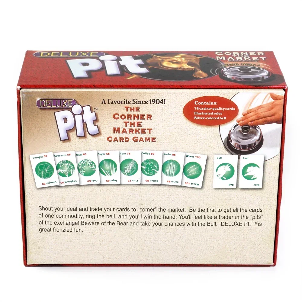 The Pit Game Deluxe pour les 7 ans et plus, jeu de société, contient 74 cartes tonifiées, cloche et règles