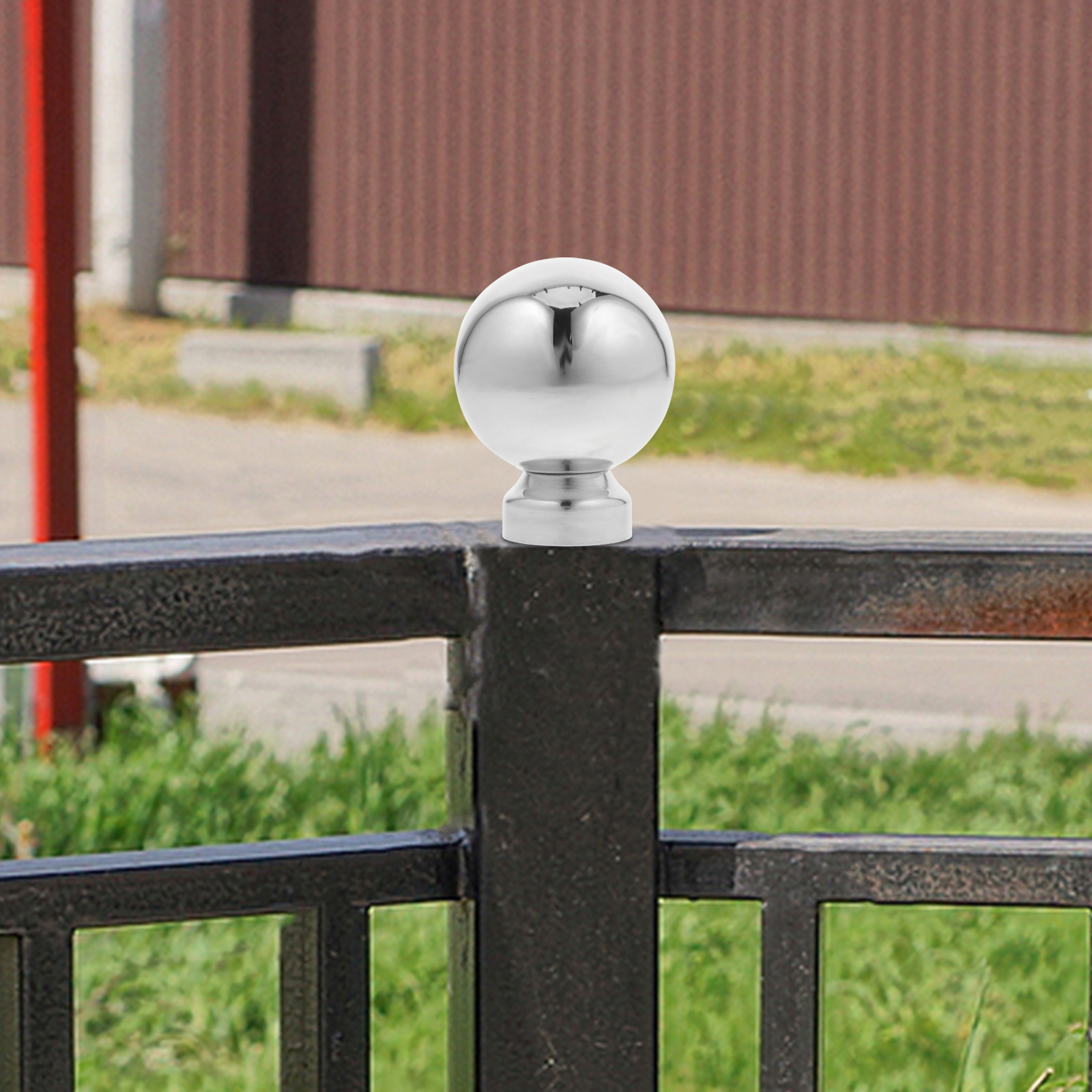 Edelstahl-Hohlkugel-Endstück, dekorative Zaunpfostenkappe, Gartenaufsatz, Außen-Endstück, Metallpfostenkappe, langlebig, leicht
