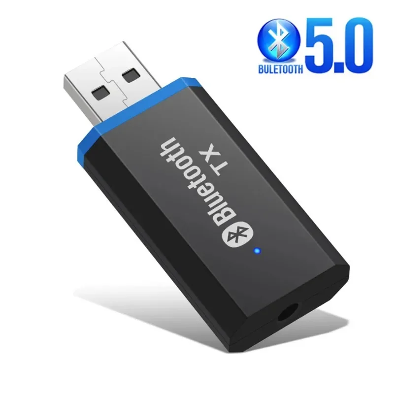 Transmissor Bluetooth e Adaptador de Áudio, 5.0, EDR, Conector de 3,5mm, AUX, USB, Música estéreo, Sem fio, Plug and Play, TV, PC, Fones de ouvido