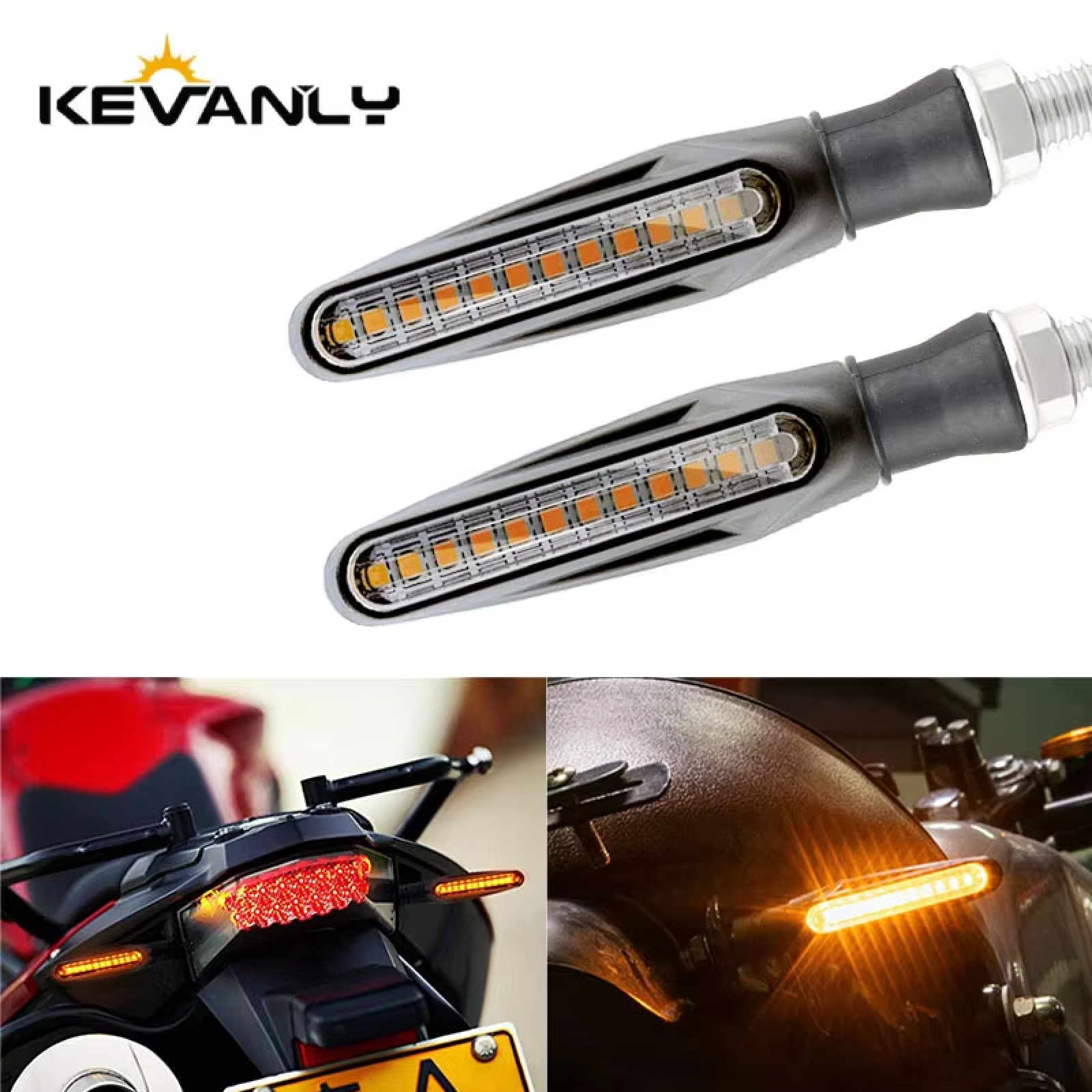 2/4pcs Motorcycle LED Turn signal flowing light 12v Waterproof Amber Flasher Indicator Blinker Rear Lights Lamp Accessories