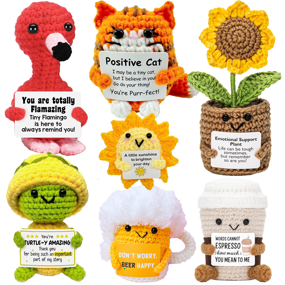 Положительная энергетическая карманная кукла-обнимашка, вязаная крючком кукла ручной работы, мини-картофельная черепаха, овощная утка, забавный подарок с картой