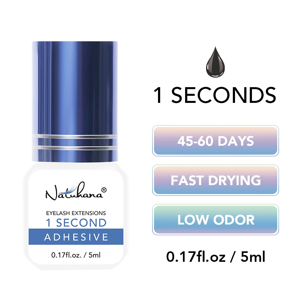 NATUHANA 5Ml 1 Thứ Hai Khô Nhanh Mạnh Mẽ Giả Mắt Mi Nối Dài Keo Dính Giữ 5-7 Tuần Thấp mùi Chồn Lông Mi Keo